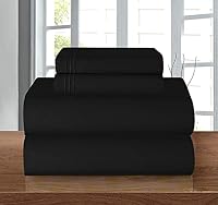 Elegant Comfort 1500 Premier Hotel Quality 4-Piece Bed Sheet Sets, Deep Pockets - Luxurious Wrinkle Free & Fade Resistant, Queen, Black