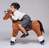 UFREE Ride on Pony Large Toy Horse Large Baby Rocking Horse as Birthday Gift for Children 4 to 9 Years Old Height 36 Inch (Brown Body, Black Mane & Tail)