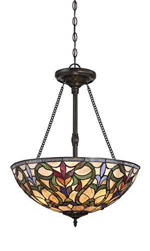 Fine Art Lighting Reverse Hanging Tiffany Pendant Light, Multi Color