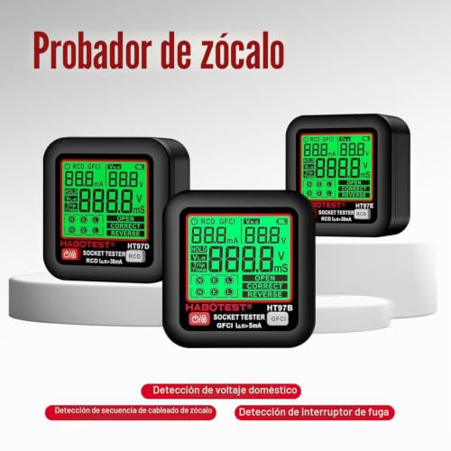 Comprobador de voltaje 260V CA contra sobretensiones con probador de enchufe GFCI LCD 2