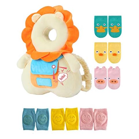 Head Safety Protector Pad for Baby Toddler Walker,Infant Talking Head Protection Backpack Cushion (Z Yellow Lion Sets) Cover