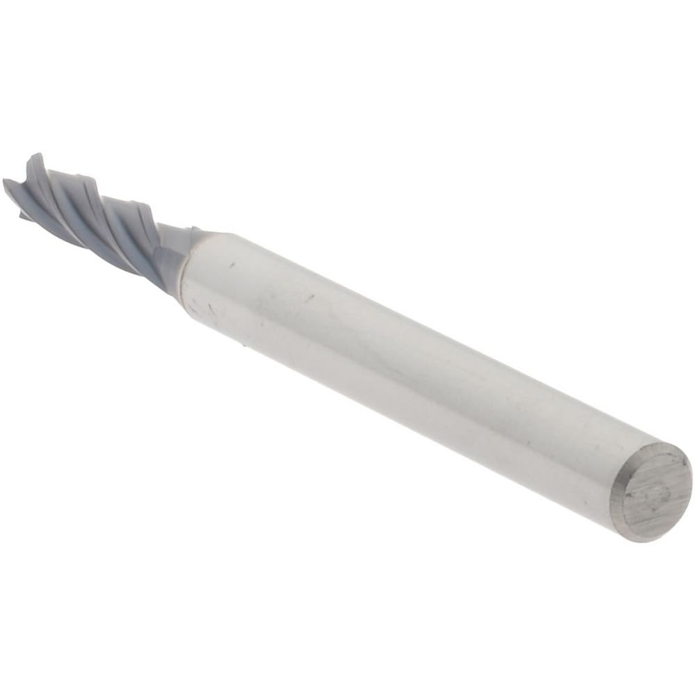 Hertel Solid Carbide Square End Mill, AlTiN Finish, Single End, 9/64" Cutting Diameter, 1/2" LOC, 3/16" Shank Diameter, 4 Flute, 2" OAL, 30° Helix