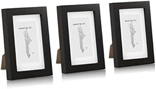Classic by Casa Chic Pack of 3-Solid Wood 6x4 Photo Glass Front-with Picture Mounts-Frame Width 2cm-Black, 21.99x14.8x6.59 cm