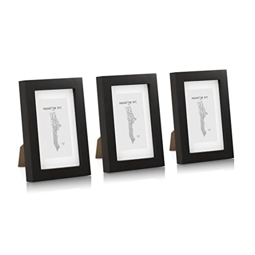 Classic by Casa Chic Förpackning med 3-massivt trä 6 x 4 fotoglas framsida - med bildfästen-rambredd 2 cm - svart, 21,99 x 14,8 x 6,59 cm