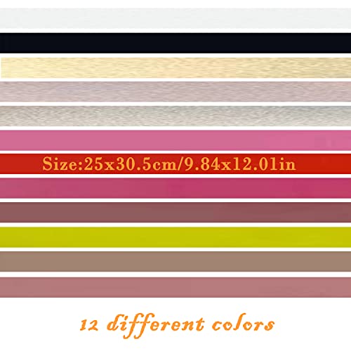 12 Pieces Heat Transfer Vinyl, Betterjonny Black Brown Skin Yellow Beige 10"X12" Htv Iron On Vinyl Sheets For T-Shirt Clothes Bags Diy Craft(12 Colors) #TOP1