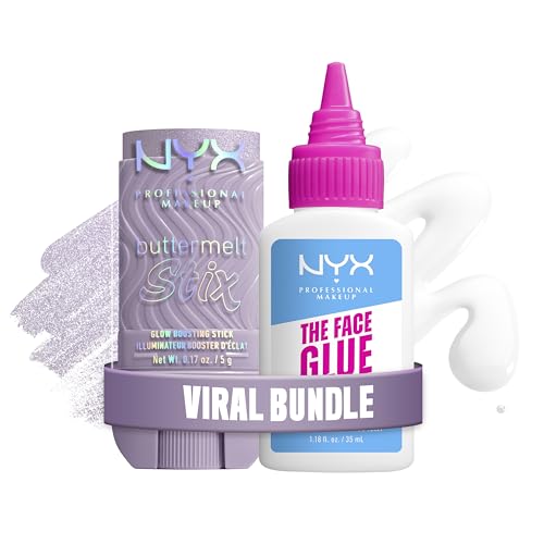 Bundle aus NYX Professional Makeup Buttermelt Stix, Glow Boosting Highlighter Stick, wischfest & bis 8h Halt + The Face Glue Gripping Primer, Feuchtigkeitsspendender Primer für 24 Stunden Make-up-Halt