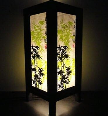 Thai Vintage Handmade ASIAN Oriental Japanese Bamboo Trees Bedside Table Lamp Wood Shades Lights