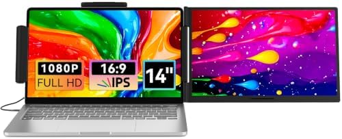 Laptop Screen Extender 14.1" 1080P, Dual Screen Monitor for Laptop 13-17.3"