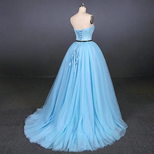 Xinaier Women's Tulle Long Formal Wedding Evening Prom Dresses With Black Waistband Turquoise Size 30 #TOP6