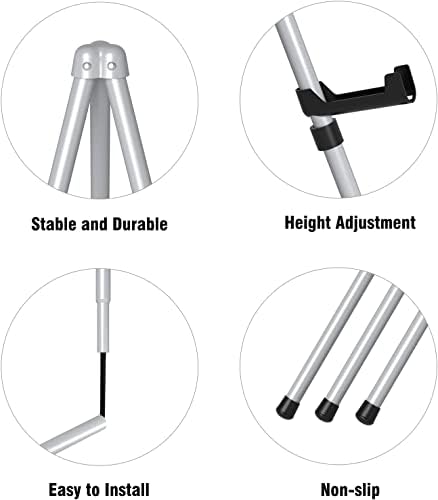 Easel Stand for Wedding Sign & Poster 63'' Tripod Collapsible Portable Artist Floor Easels for Display Show - Easy Folding Telescoping Adjustable Art Poster Silver