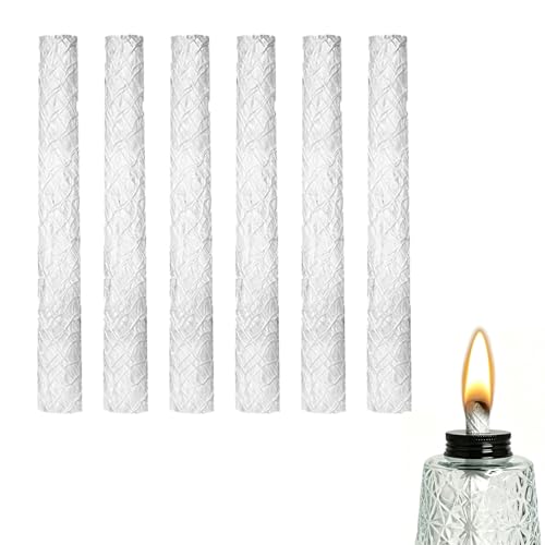 6 Pack Oil Lamp Torch Fiberglass Wicks 5.1â€ Long-Lasting Citronella Wicks for Tiki Torch, Metal & Glass Lamps