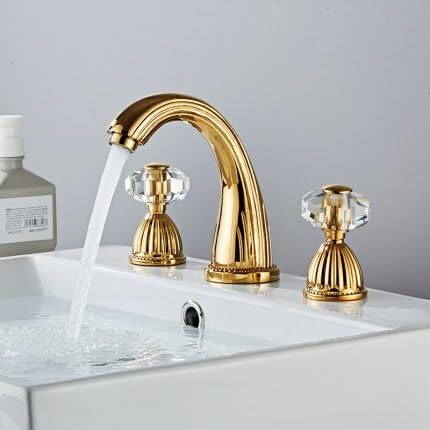 Robinet d'évier de salle de bain doré pour vasque 3 trous moderne