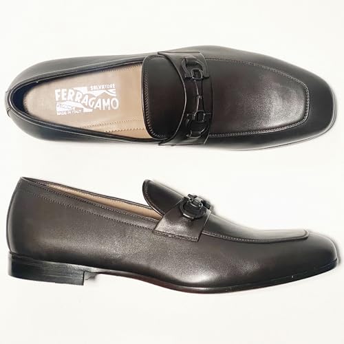 Gancini Brown Hickory Calf Matte Leather Reno Men's Dress Bit Loafers Slip-on Salvatore2