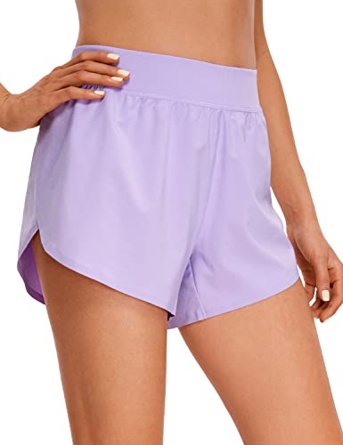 CRZ YOGA Mujeres Pantalones Cortos Deportivos Cintura Media Running Fitness Ligero Shorts Morado Claro 36