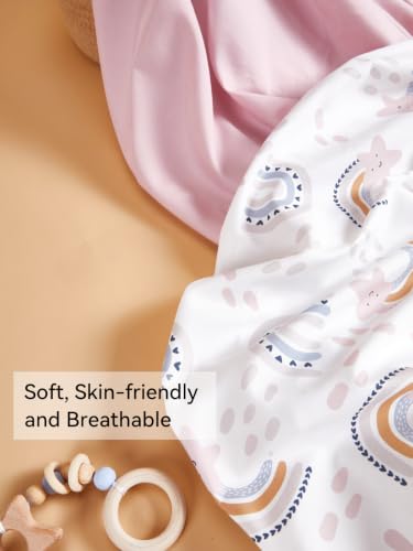 Image of TILLYOU Changing Pad Cover Set in Soft Jersey Material - Fits 32 inch /34''x16 Contoured Pad for Babies, Rainbow Star