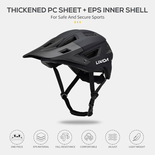Lixada MIPS Casco de Bicicleta para Hombres y Mujeres Casco de montaña Casco de Bicicleta de Carretera 55-61 cm Esfera Ajustable Visera extraíble Ventilación 14 Salidas de Aire Casco de Ciclismo - imagen 5