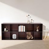 SHIPUNAYE 10-Cube Bookcase, 2-Tier Solid Wood Cube Storage Organizer, Floor Standing Open Bookshelf with 59.1" L x 11.8" W x 23.6" H, Display Storage Cabinet for Home and Office