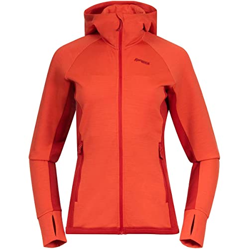 Bergans Damen Cecilie Wool Hood Jacke, energy red-red leaf, XL