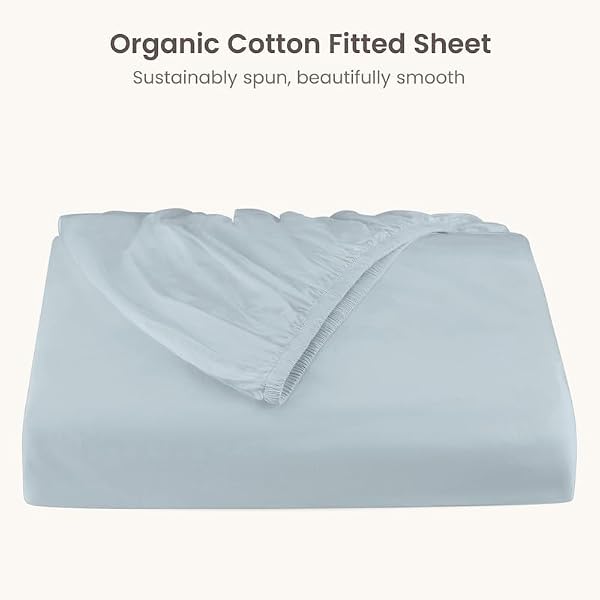 Bioweaves 100% Organic Cotton 1 Twin Fitted Sheet Only | 300 Thread Count Sateen Weave GOTS Certified with Deep Pocket - Shore by BIOWEAVES - Used condition - Image 2