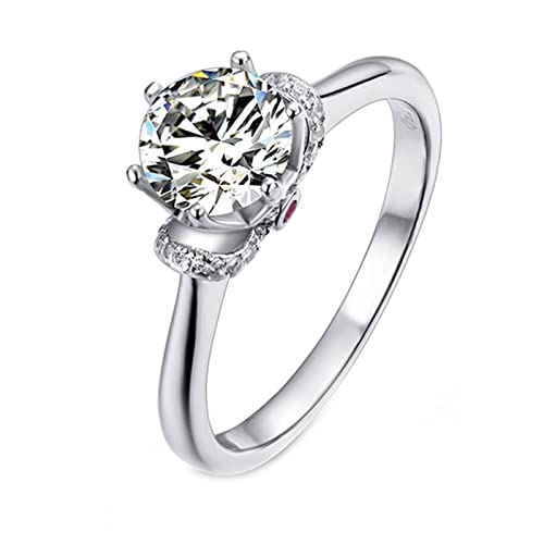 Anneau Moissanite Femme Argent 925 : Alliance Solitaire Rond Blanc