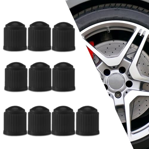Piburth Tire Stem Valve Caps with O Rubber Ring, Dustproof Airtight Seal Wheel Stem Covers, Universal Accessories for Cars, SUVs, Bicycles,Trucks and Motorcycles (Black, 10PCS)