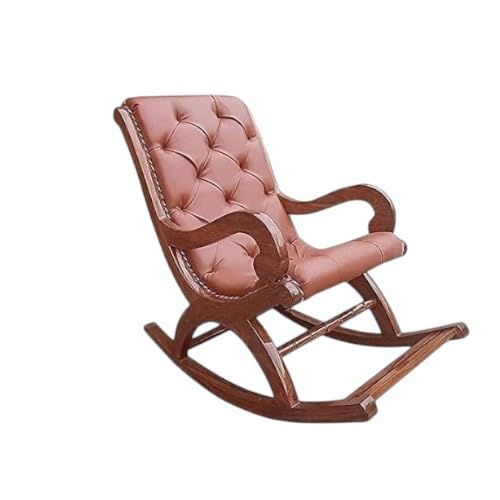 Image of Solid Sheesham Wood Rocking Chair for Living Room | Ergonomic Resting Chair for Relaxing and Pregnant Women (Black) (Orange)