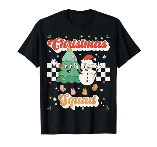 Christmas Squad Tree Snowman Cute Festive Retro Christmas Camiseta