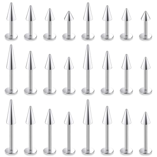 20G 18G 16G Spike Snake Bite Jewelry Flat Back Earrings Nose Studs Surgical Steel Tragus Forward Helix Conch Cartilage Lobe Earring Medusa Labret Monroe Lip Ring Piercing Jewelry for Women Men