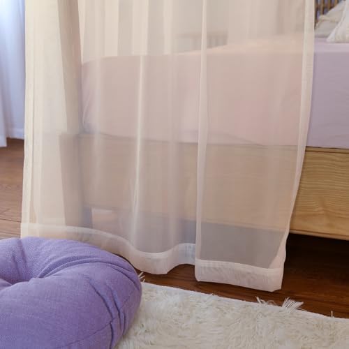 Image of Linentalks Canopy Bed Curtains for King, Queen, Full and Twin Bed, 4 Corner Bed Canopies & Drapes, Four Poster Bed Canopy Curtains Beds, Sheer Curtains for Canopy Bed Drapes, Champagne