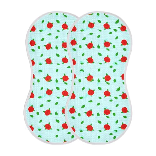 Rose Leaf Polka Dot Baby Burp Cloths Absorbent Cotton Burp Cloths Rags Burping Clothes for Babies Burp Cloth Baby Bibs Washcloths for Baby Boy Girl Wipes 22x11IN,2 Pack