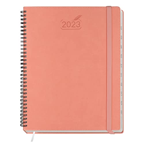 2023 Planner By Bezend, A4 Calendar 8.5" X 11", Daily Weekly And Monthly Agenda,Spiral Bound,Fsc Certified 100Gsm Paper, Vegan Leather Soft Cover - Pink #TOP17