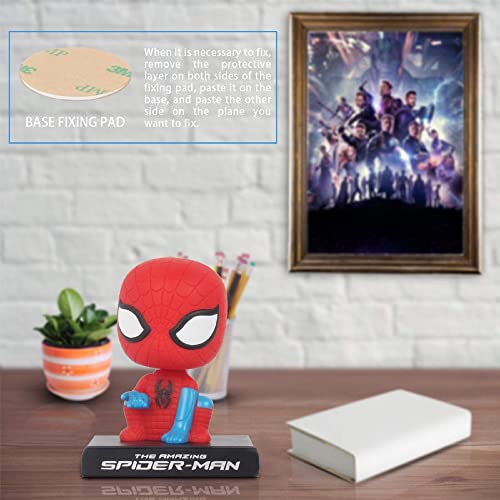 Image of AUGEN Super Hero Spider Action Man Figure Limited Edition Bobblehead with Mobile Holder for Car Dashboard, Office Desk & Study Table (Pack of 1)