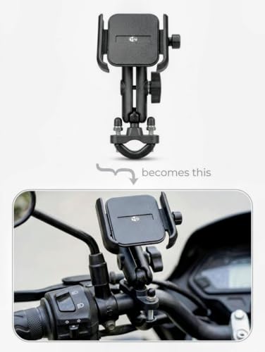 Image of TA Heavy Duty U-Bolt Motorcycle Mobile Holder | 360 Rotatable Double Socket Arm Phone Mount for Bike & Bicycle (Black)