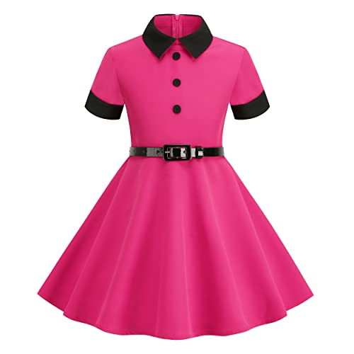 1950s Dresses for Girls 50s Dress for Kids Rockabilly Swing Dresses Girls Vintage Dresses Audrey 50's Retro Dress with Belt2