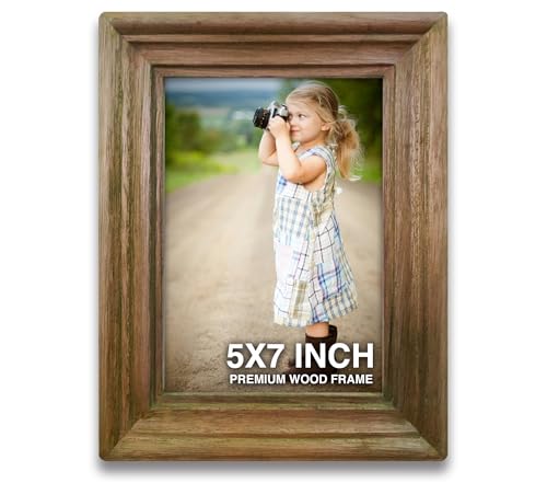 Image of Photo Frame 5 x 7 inch | Frame for Wall Decoration | Small Frames | Brown Wooden Frame for Wall | Elegant Decor for Living Room & Bedroom, Gift for Friends and Family (5x7 inch, Brown)