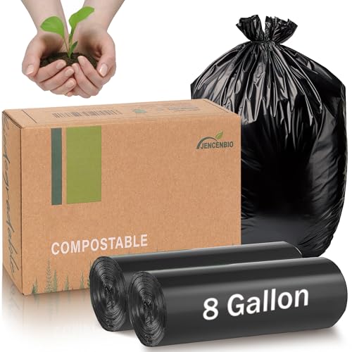 JENCENBIO Bolsas de basura de compost, 30 litros, extra gruesas, 23 micras para residuos de alimentos con certificación US BPI ASTM D6400 y Europe OK Compost Home