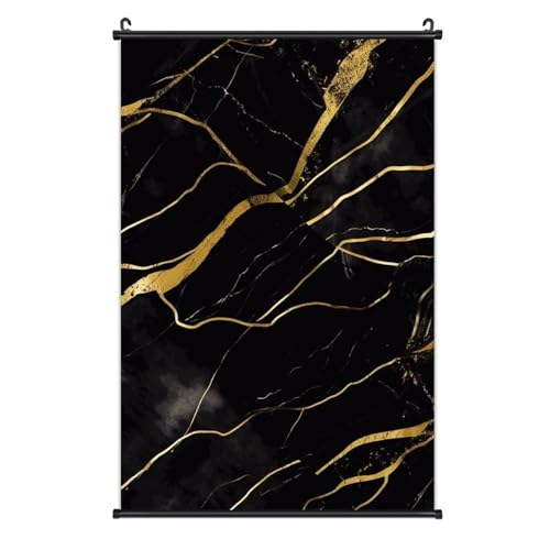 Art mural en toile de marbre noir et doré BWQMNT une décoration élégante et durable