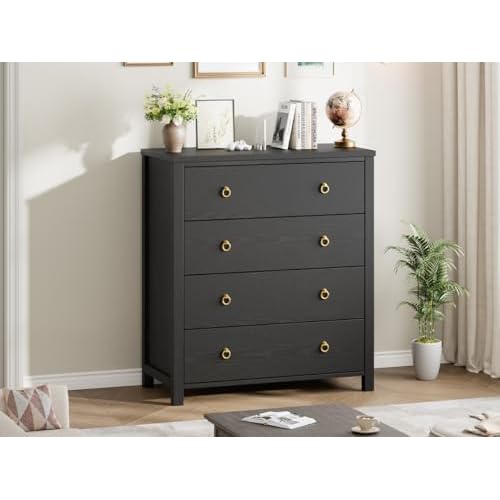 GarveeHome Dresser for Bedroom Chest of Dressers 37 in Tall Dresser for Closet with 4 Drawers Nightstand Large Clothes Storage Cabinet for Bedroom, Nu