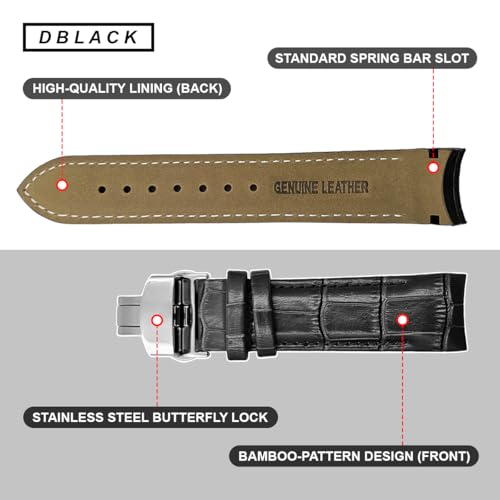 Image of DBLACK ''TST2'' Premium Leather Watch Strap, Bamboo Pattern Design Watch Band / / Compatible with Tissot Couturier 1853 & Other Models, Full-Padded Curved Watch Belt (Choose Your Size & Color)
