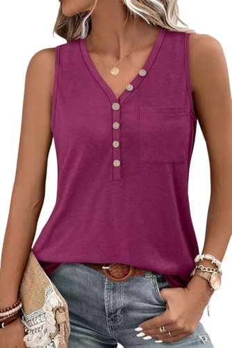 KISSMODA Womens Boho Tops for Summer Sleeveless Tanks Loose Fit Casual Blouse Daily Shirts for Leggings (S-3XL)