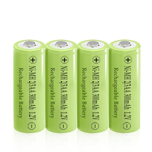 Teneyuuo NI-MH 2/3AA 300mAh 1.2V Solar Rechargeable Battery,4 Counts 2/3 AA Size Button Top Batteries for Garden Solar Lights, Dimensions is 1.18 * 0.59 Inch
