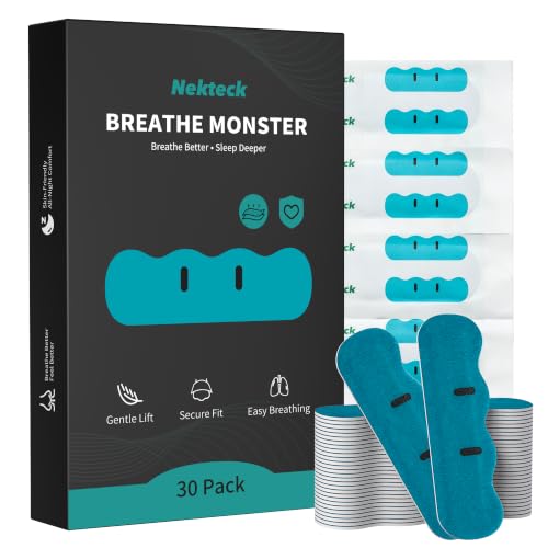 Nekteck Breathe Monster Nasal Strips, Nasal Congestion Relief, Drug-Free, 30 Individually Wrapped
