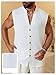 SHENHE Men's Summer Sleeveless Button Up Shirt Beach Tank Band Collar V Neck Textured Shirt White Large