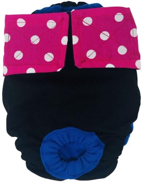 Pink Polka Dot on Black Dog Diaper, XXL, with Tail Hole - Made in USA