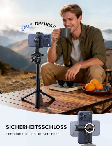 Lamicall 3-IN-1 Handyhalterung Stativ Adapter - [TOP Voll-Alu-Legierung] Metall Handy Halterung Stativ mit 1/4''-Schraubenloch/Kaltschuh/ARCA-Type, 360° Smartphone Stativhalterung für Tripod, Kamera 4
