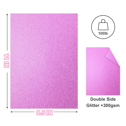 Double Sided Colorful Glitter Cardstock Paper 100 lb Heavy 30 Colors 8.5x11 Inch 300gsm Thick Pastel Sparkly Card Stock for Cricut Card Making Paper Crafting - Thumbnail 2