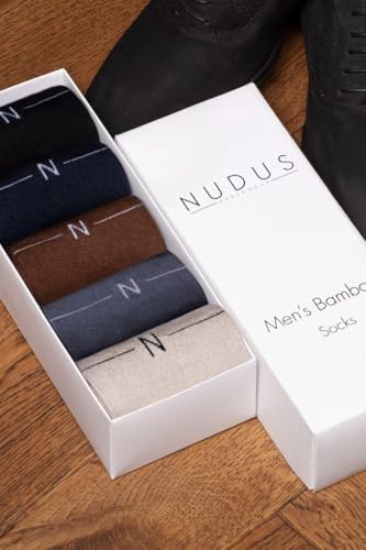NUDUS UNDERWEAR Bamboo Rayon Classic Dress Socks 5-Pair Gift Box - Very Soft Thin Breathable2