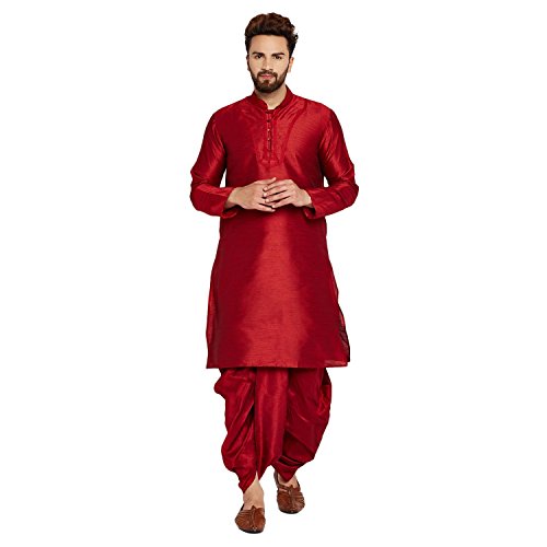 Dhoti kurta en soie mélangée bordeaux taille 44 ensemble traditionnel