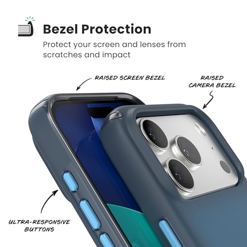 Image of Speck Presidio LUX for iPhone 17 Pro Case, MagSafe-Compatible, Slim Protective Case, DEEP SEA Fade /Black /Spell Blue