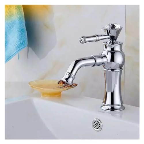 Robinet de lavabo haut diamant fini chrome noir montage sur plage à installation rapide